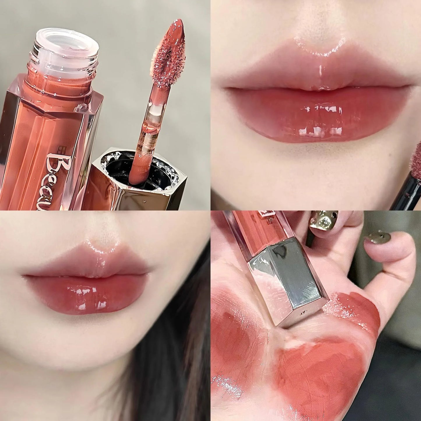 6 Colors Mirror Lip Gloss Glass Mirror Water-light Waterproof Moisturizing Liquid Lipstick Lasting Red Brown Lips Glaze Makeup