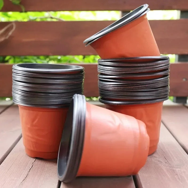 100/20x Flexible Plant Nursery Pots Red and Black Seed Starting Pots Succulents Seedlings Cuttings Transplant Plastic Container