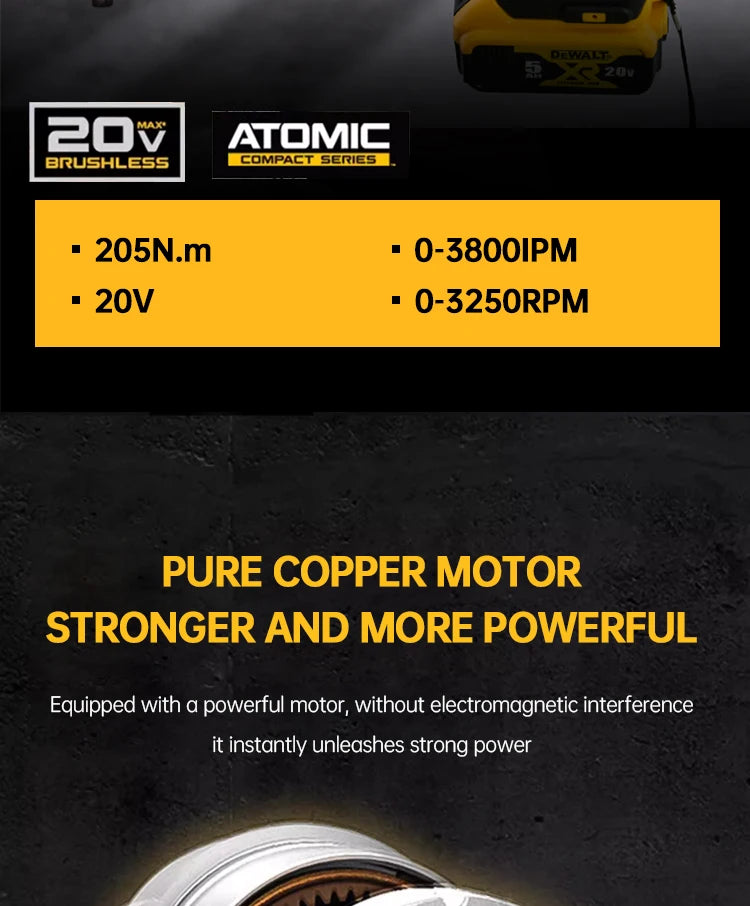 Dewalt DCF880 3300RPM Brushless Impact Wrench High Torque Cordless Electric Wrench Tire Repair Tool Rechargeable Power Tools