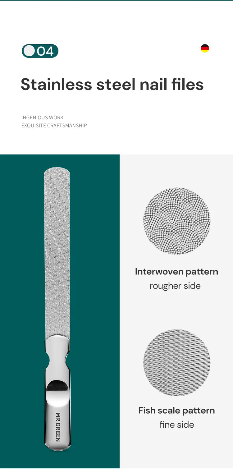 MR.GREEN Manicure Set 12 In 1 Full Function Kit Professional Stainless Steel Pedicure Sets With Leather Portable Case Idea Gift