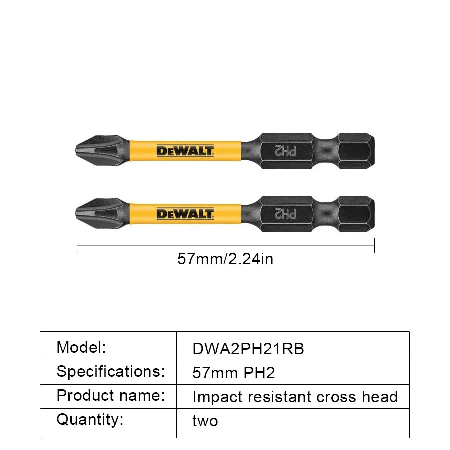 DEWALT 2/5/10PCS PH2 57mm Original Impact Screwdriver Bit High Hardness Electric Screwdrivers Drill DWA2PH21RB