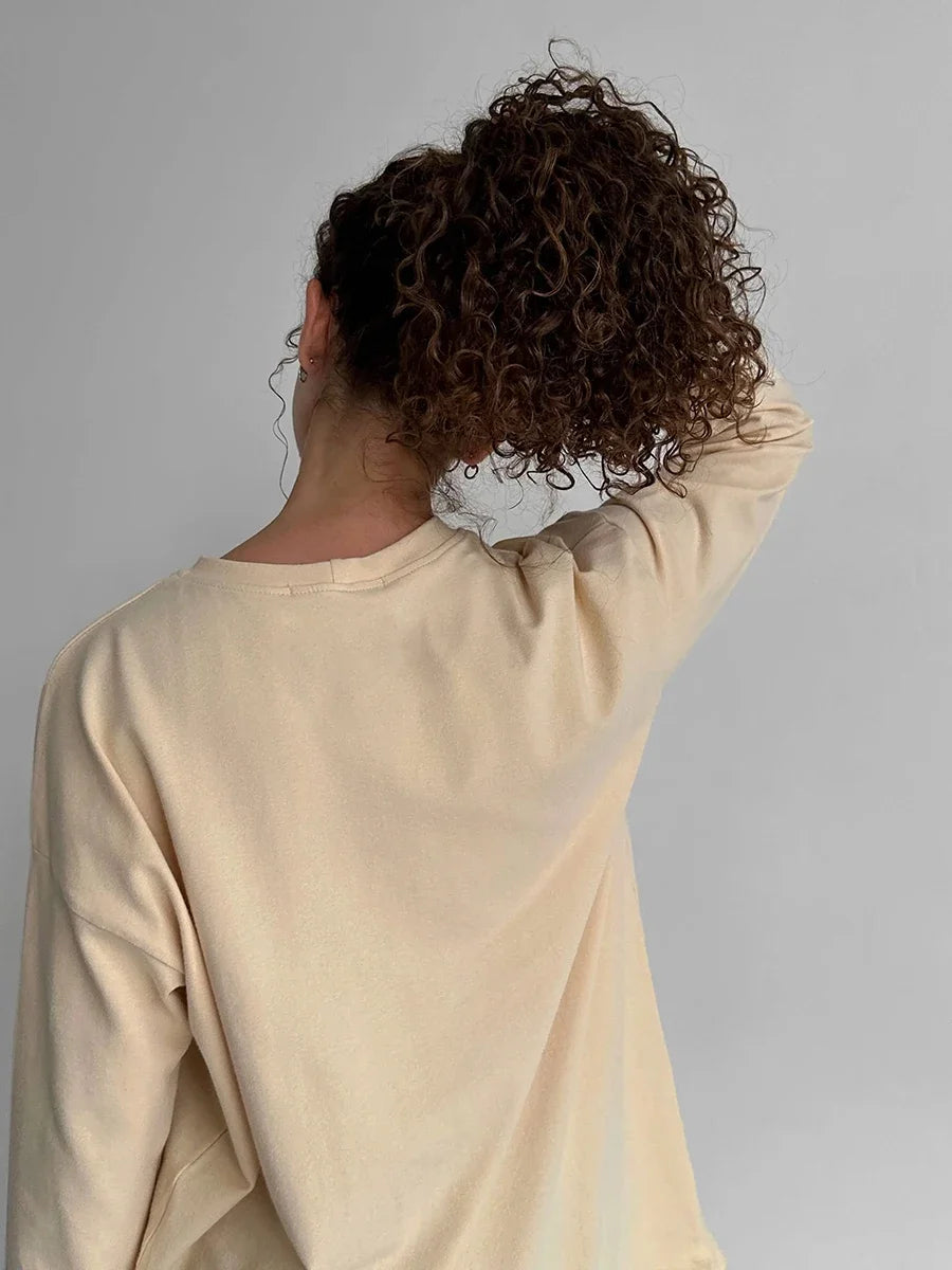 Blubelle Women Autumn 100% Cotton T-shirt Bottoming Spring Basic Fashionable Solid Lady Long Sleeve Loose Tops Shirts