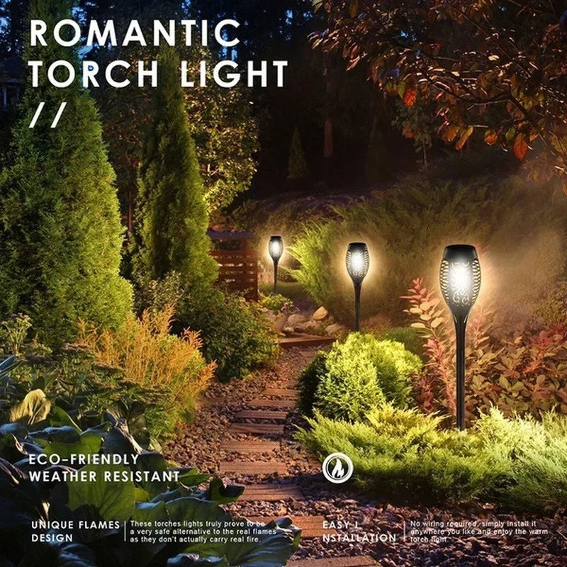 1/2/4/6/8/10Pcs Solar Flame Torch Lights Flickering Light Waterproof Garden Decoration Outdoor Lawn Path Yard Patio Floor Lamps