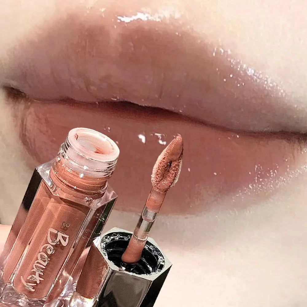 6 Colors Mirror Lip Gloss Glass Mirror Water-light Waterproof Moisturizing Liquid Lipstick Lasting Red Brown Lips Glaze Makeup