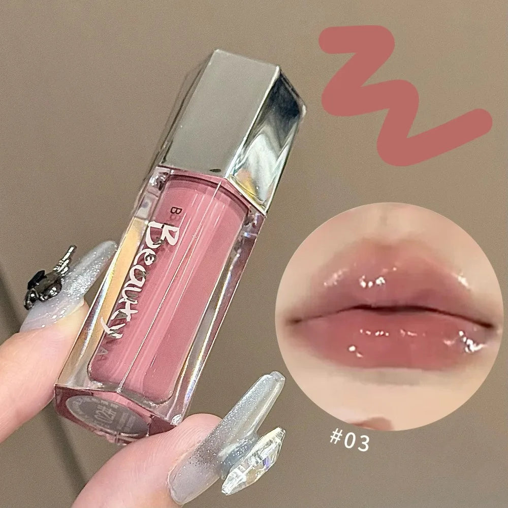 6 Colors Mirror Lip Gloss Glass Mirror Water-light Waterproof Moisturizing Liquid Lipstick Lasting Red Brown Lips Glaze Makeup