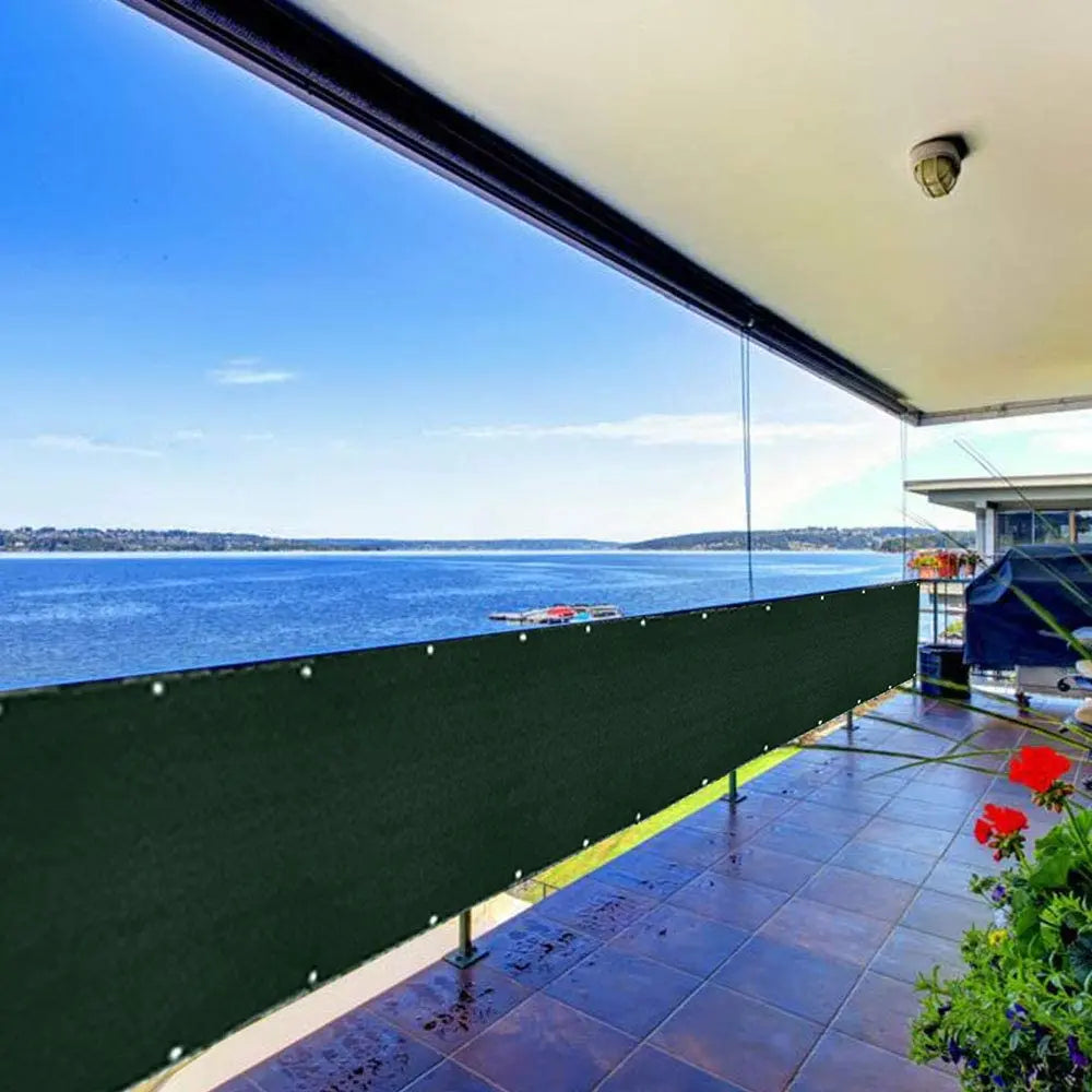 Dark Green Fence Privacy Screen Windscreen Cover Fabric Shade Tarp Netting Mesh Cloth for for Outdoor Fence Backyard, Patio