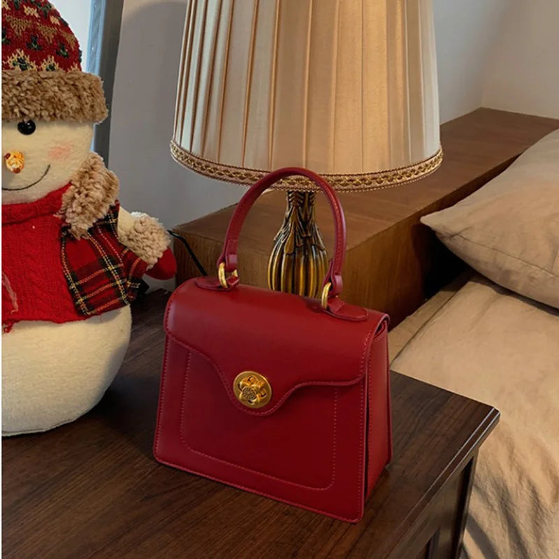 Luxury Handbag New PU Material Square Bag French Style Elegant Retro Single Shoulder Crossbody Bag Wedding Banquet Commuter