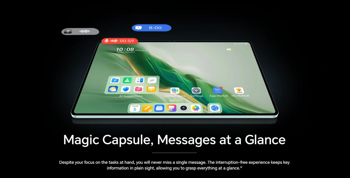 HONOR MagicPad 2 EU Version tablet android 12.3" OLED Screen  Snapdragon 8s Gen 3 CPU 13MP Rear Camera 10050mAh Battery