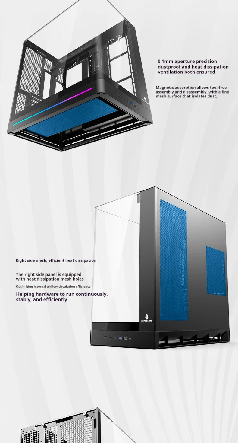 WJCOOLMAN AITO Plus ATX PC case 9.16-inch software screen RGB light strip 360 water cooler curved glass computer case