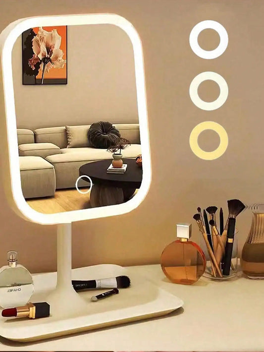 Vanity Mirror 3 Color Light LED Makeup Mirror with 10X Mirror  Touching Cosmetic Mirror Women Bedroom Dressing Mirror