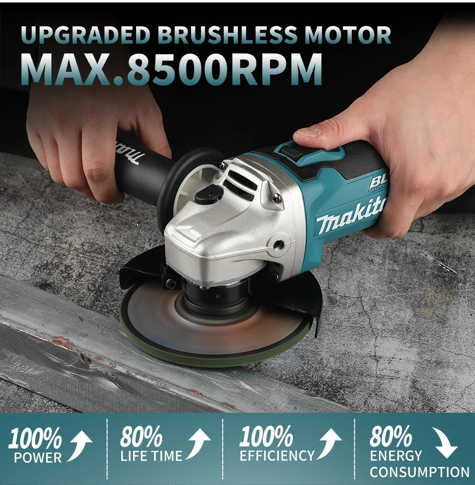 Makita DGA506 18V 125mm Charging Angle Grinder Electric Polishing Machine Brushless Metal Grinding and Cutting Machine