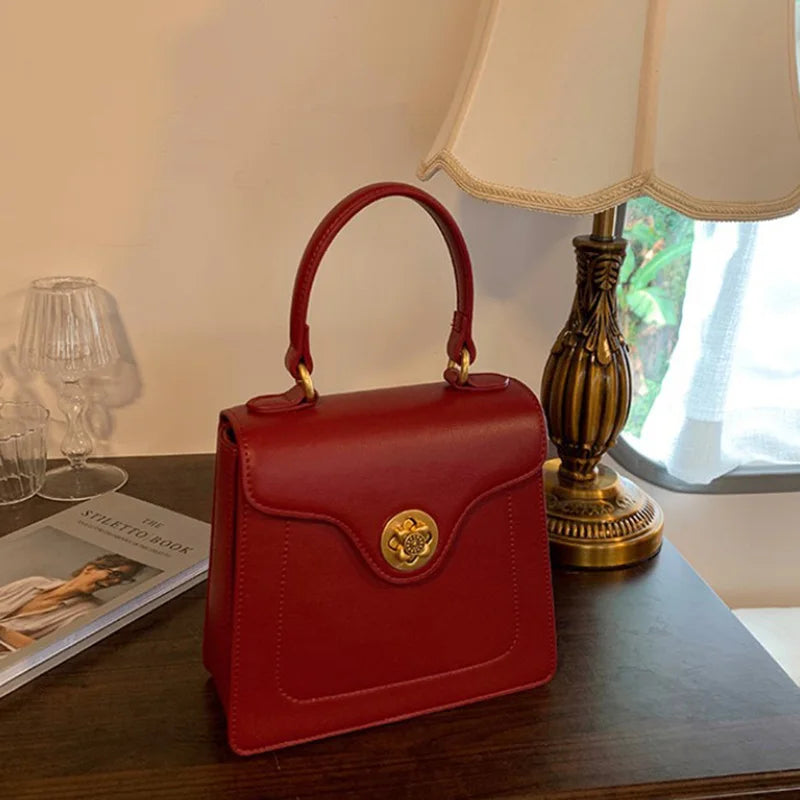 Luxury Handbag New PU Material Square Bag French Style Elegant Retro Single Shoulder Crossbody Bag Wedding Banquet Commuter
