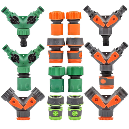 1/2 3/4 Thread 2-way Tap Hose Water Splitter Garden Tap Y Splitter Watering Fittings Adjustable Switch Joints