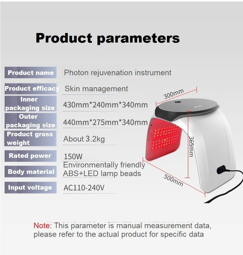 7 Color LED Facial Mask High Frequency Nano Spray Infrared Photo Therapy Red Light Therapy for Face Skin Rejuvenation Tool