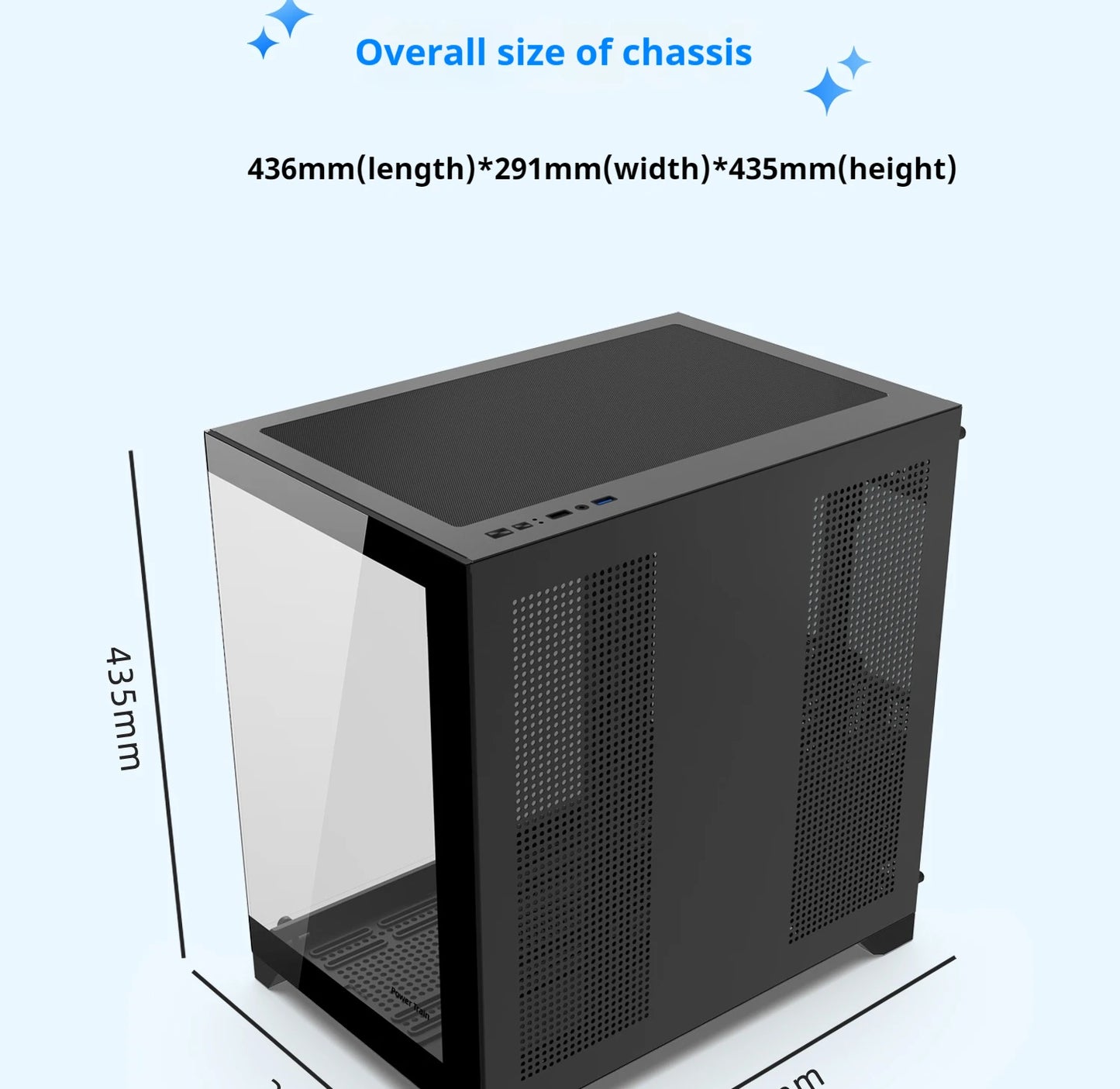 Power train Dreamland PRO ATX motherboard PC gaming 360 water-cooled Sea view room Double-sided glass gaming computer case
