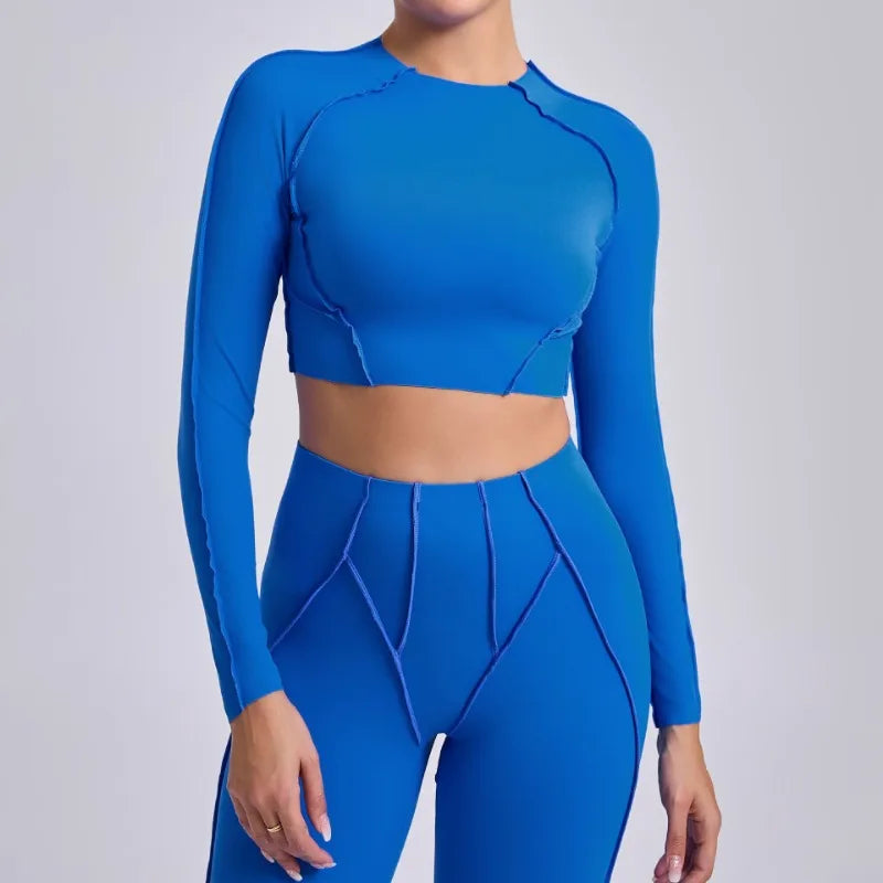 Seamless Yoga Shirts Sports Fitness Tight Quick-drying Long-Sleeved Yoga T-shirt Dance Running Workout Gym Sports Tops for Women
