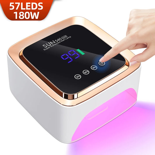 180W Cordless UV LED Nail Lamp With LCD Display Wireless 57LEDS Nail Drying Lamp For Drying Polish Gel Rechargeable Salon Tools