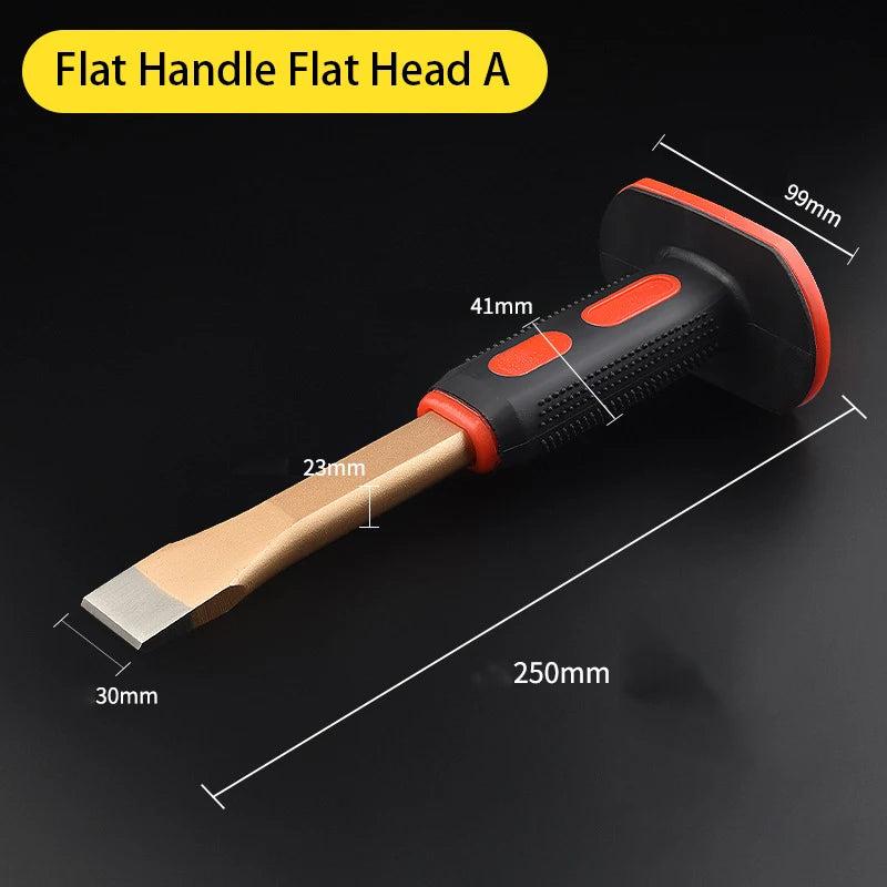 Flat Head Pointed Chisel Stonemason Chisel Hand Guard Chisel Carving Knife Tungsten Alloy Steel Stone Breaking Tool Hand Tools
