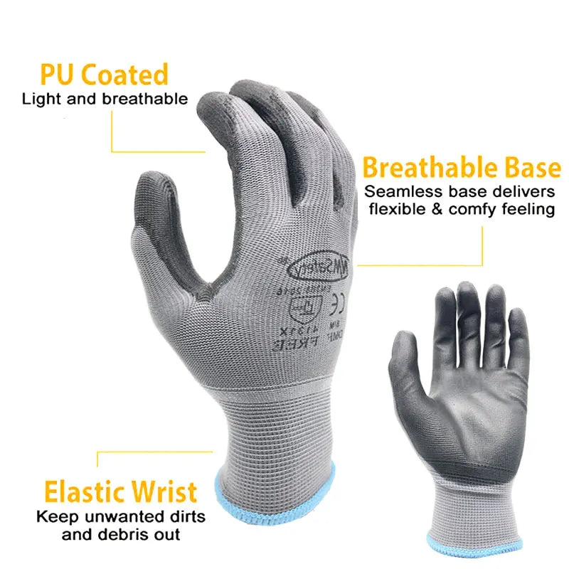 24Pieces/12Pairs Professional Working Protective Gloves For Men Construction Women Garden Nylon Running Glove Obtained CE EN388.