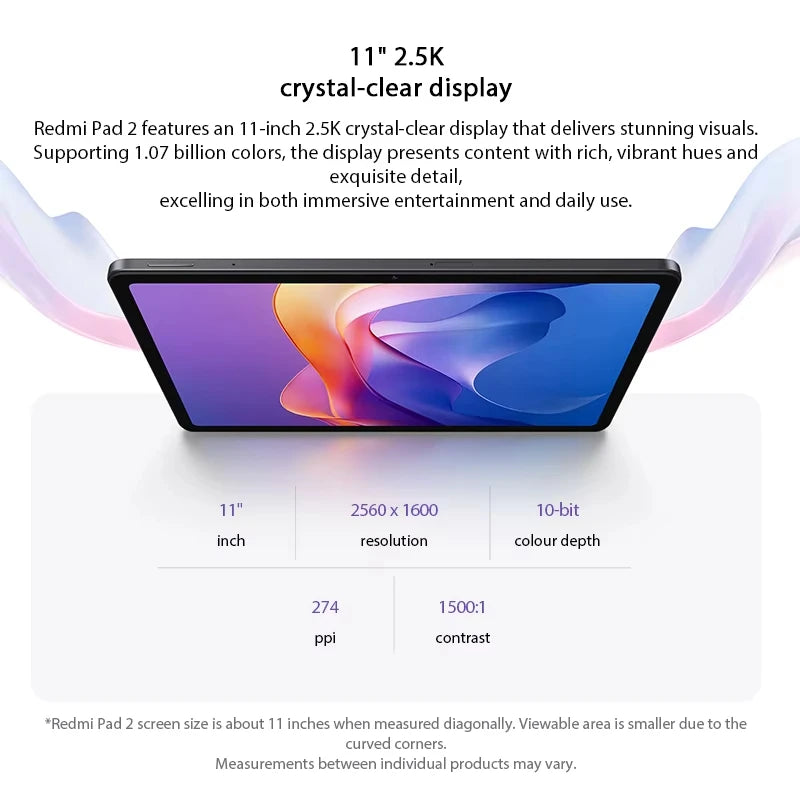 Xiaomi Redmi Pad 2 4GB/128GB 6GB/128GB 8GB/256GB 9000mAh Battery 11" 2.5K WiFi Global Version Tablet PC