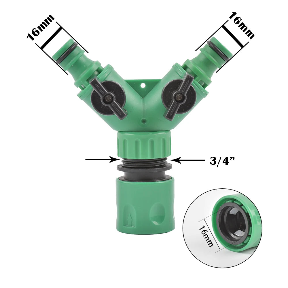 1/2 3/4 Thread 2-way Tap Hose Water Splitter Garden Tap Y Splitter Watering Fittings Adjustable Switch Joints