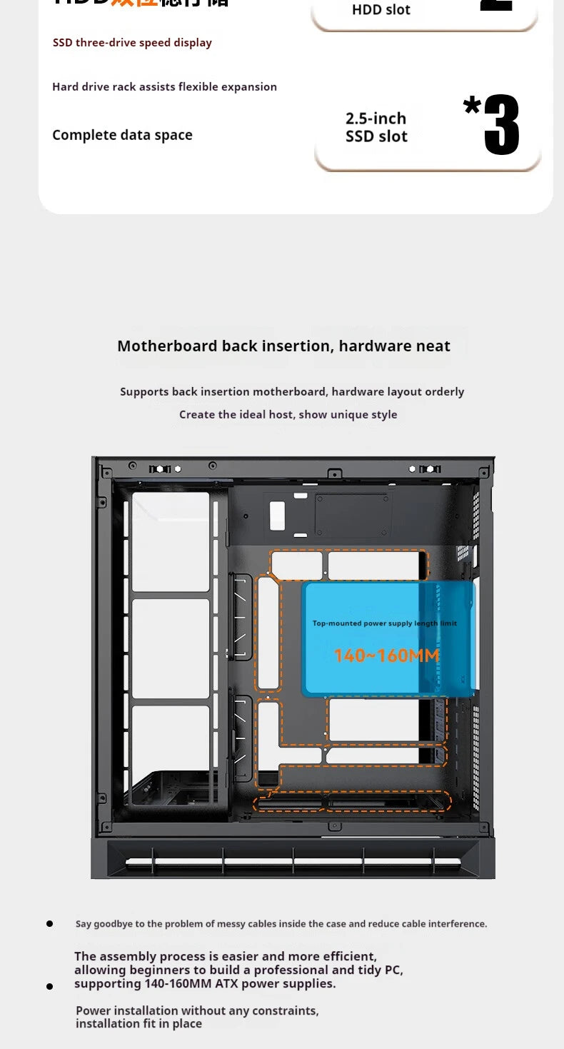 WJCOOLMAN AITO Plus ATX PC case 9.16-inch software screen RGB light strip 360 water cooler curved glass computer case