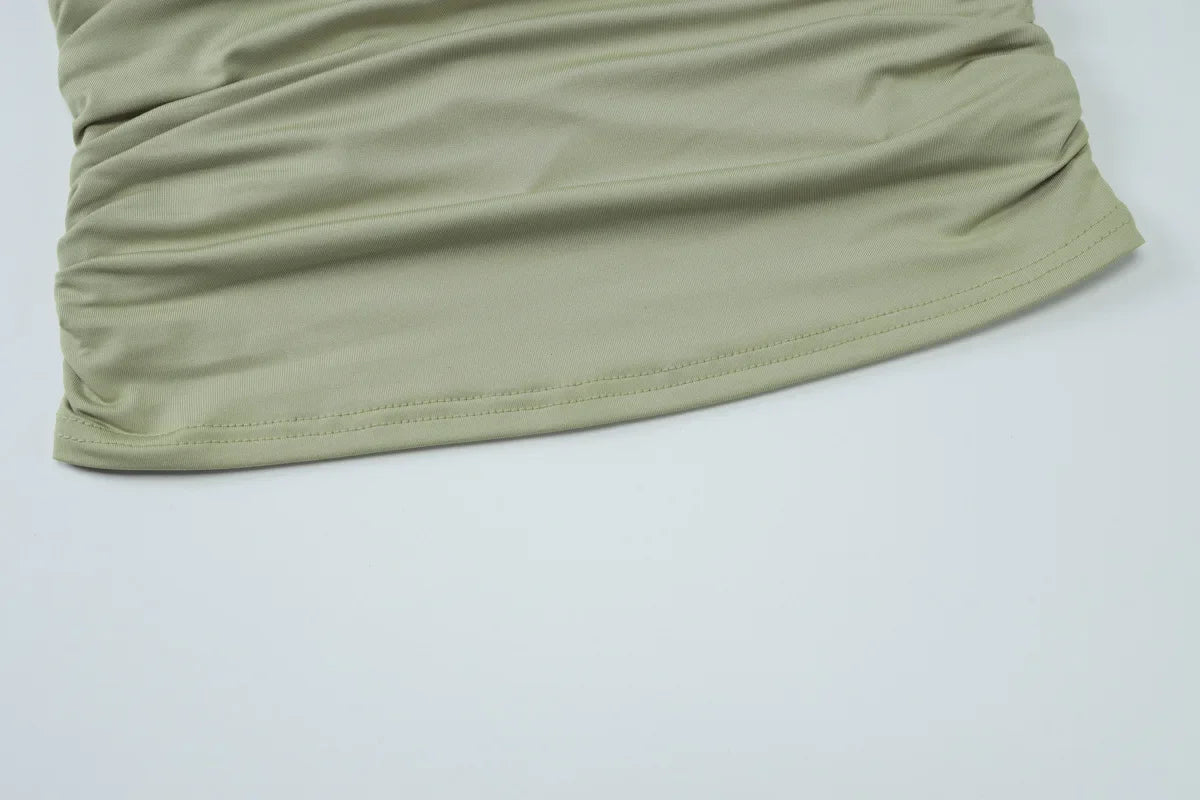 Talenza Summer One Shoulder Tops Fashion Slim Shrink Short Sleeve T-Shirts Sexy Party Y2k Streetwear Solid Pullover Tops Women