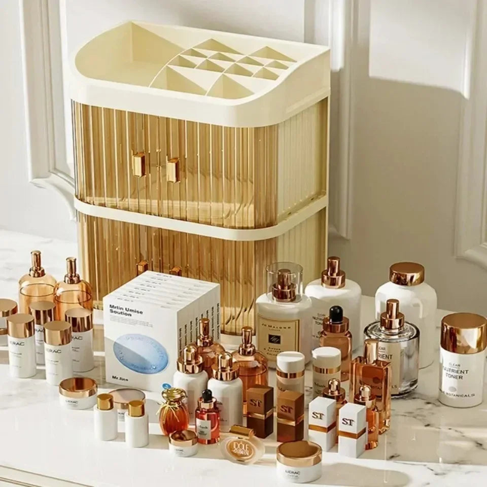 Makeup Storage Box Large Capacity Dressing Table Storage Rack Dust-proof Cosmetic Organizer Cosmetics Containe Drawer Organizer