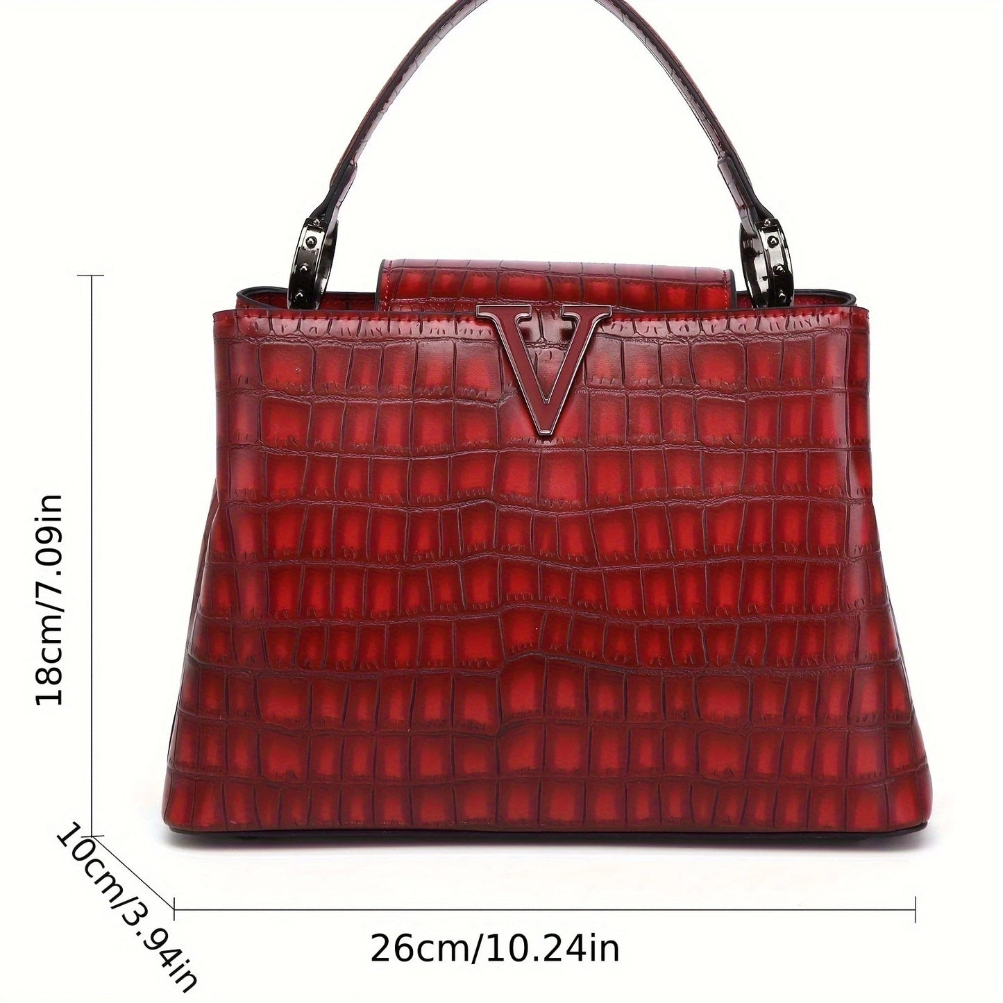 New Bright Leather Stone Pattern Women's Handbag Fashion Shoulder Messenger Bag Crocodile Pattern Portable Shell Bags 2025