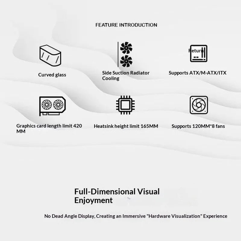 WJCOOLMAN AITO Plus ATX PC case 9.16-inch software screen RGB light strip 360 water cooler curved glass computer case