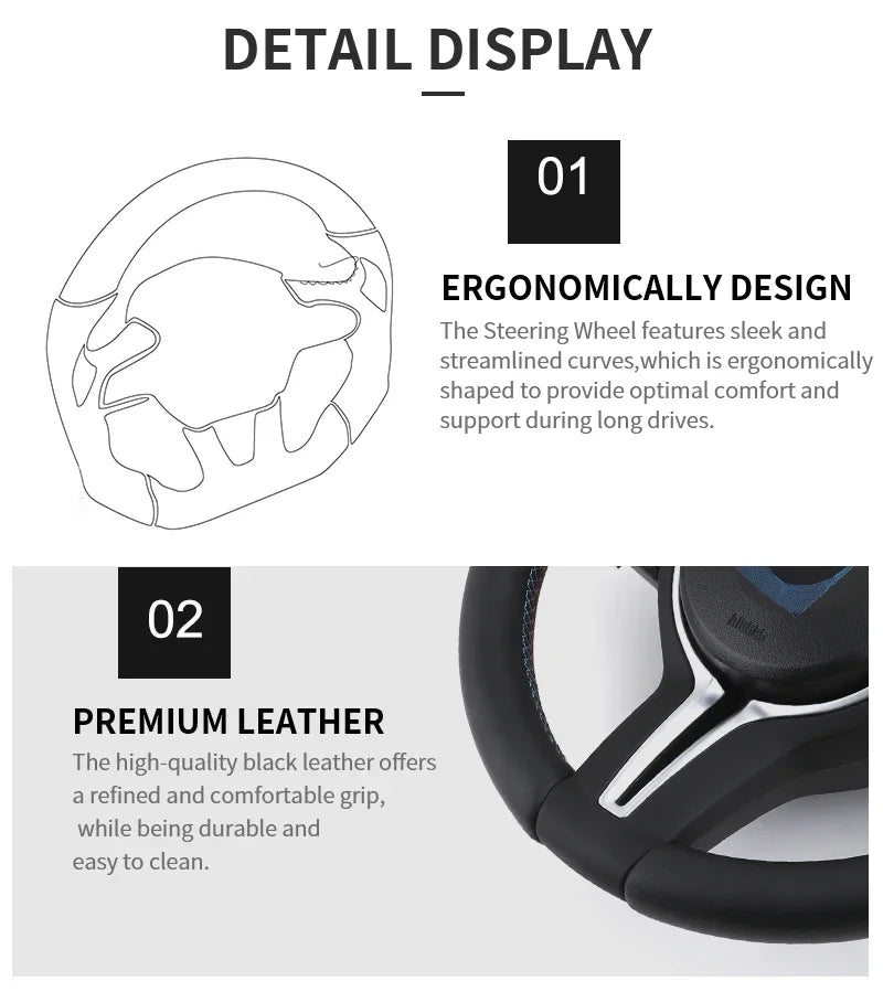 M Sport Steering Wheel for BMW Flat Bottom F01 F06 F10 F11 F12 F20 F21 F22 F25 F26 F30 F31 F32 F33 F34 F36 M3 F80 M4 F82 M5 F90