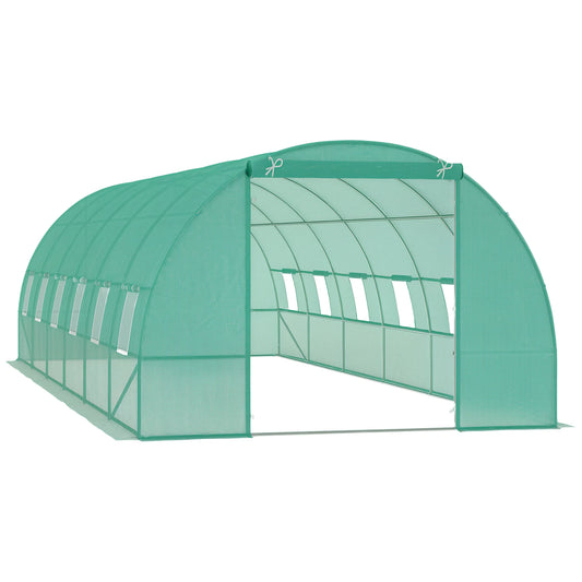 Outsunny Invernadero de Túnel 8x3x2 m con 12 Ventanas Cubierta PE Cultivo Verde