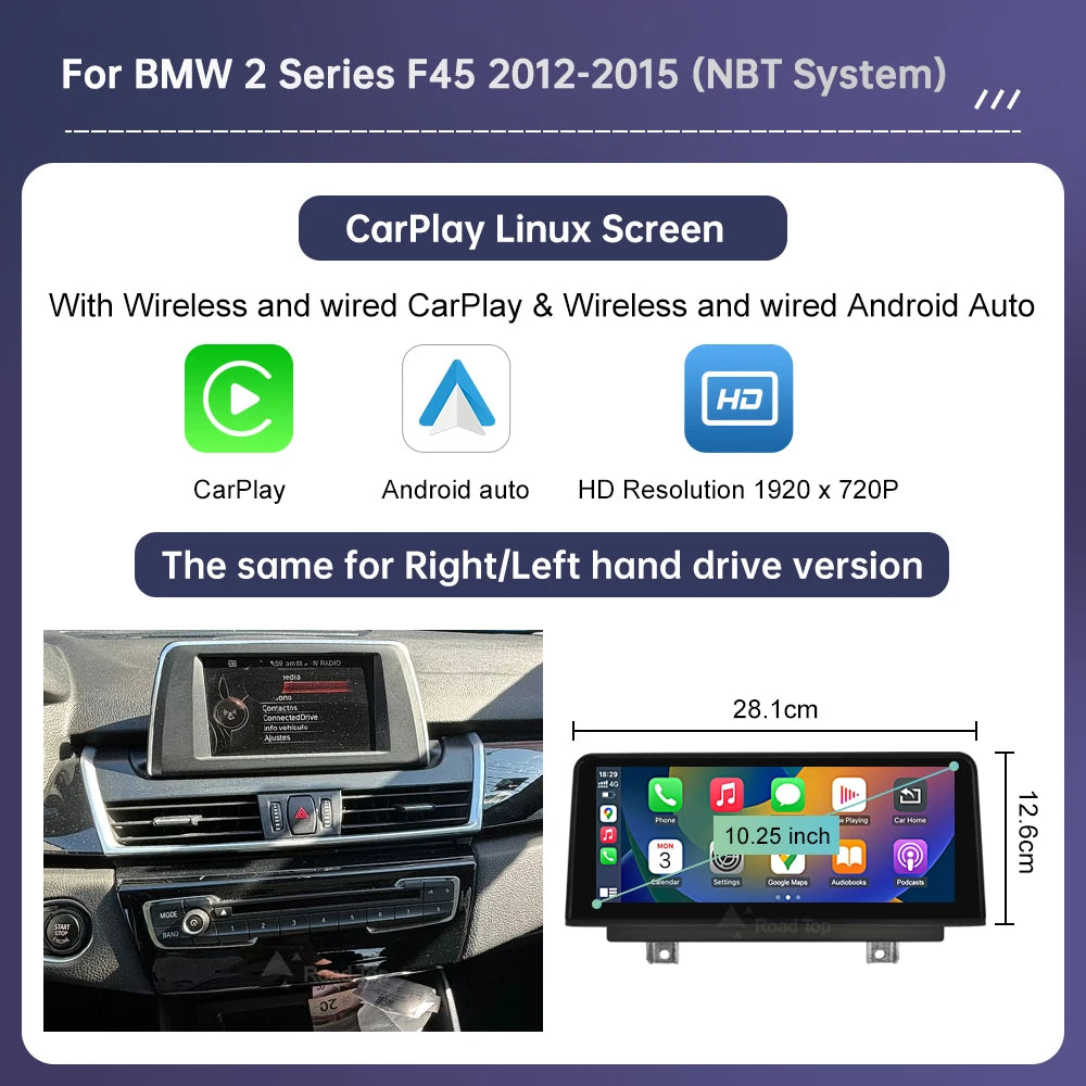 Wireless Carplay Multimedia Screen For BMW 1 2 Series F20 F21 F22 F23 F45 F46 Support Carplay Android Auto Car Radio Player