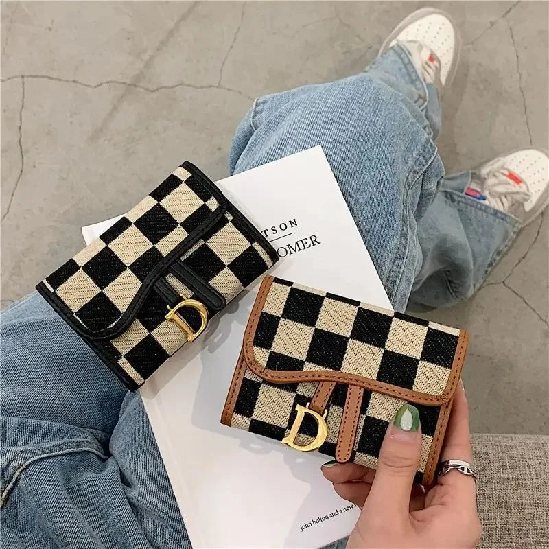 New Black and White Check Exquisite High-End Multi-Card Holder for Women