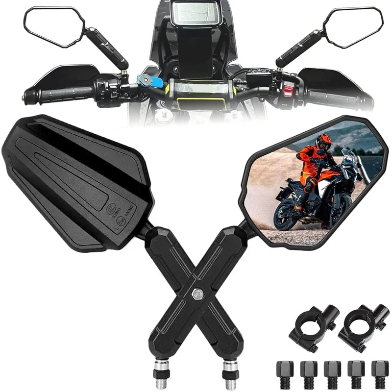 Universal Motorcycle Mirrors Angle FANTIC MV ZERO KYMCO Adjustable Folding Handlebar Side Mirror Adventure Dirt Street Bike ATV