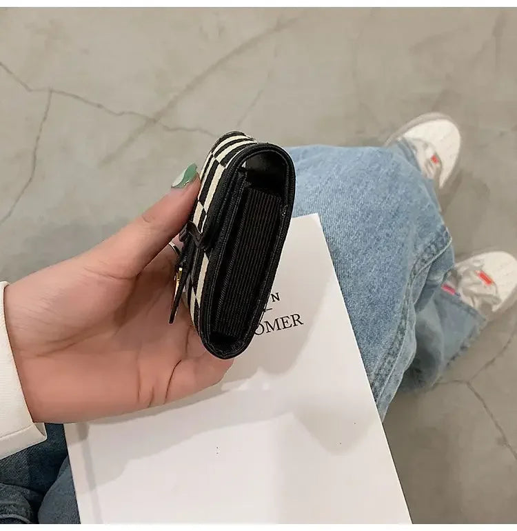New Black and White Check Exquisite High-End Multi-Card Holder for Women