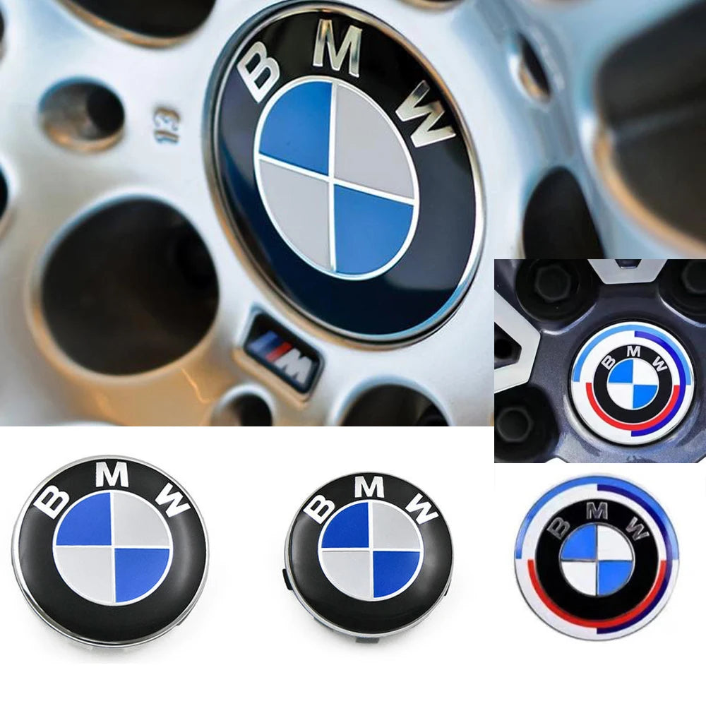 4PCS BMW Wheel Center Caps 68mm 56mm Blue white hubcap for BMW E46 E90 E30 F10 F30 X5 X3 E39 F25 E60 E91 E87 M Car Accessories 1