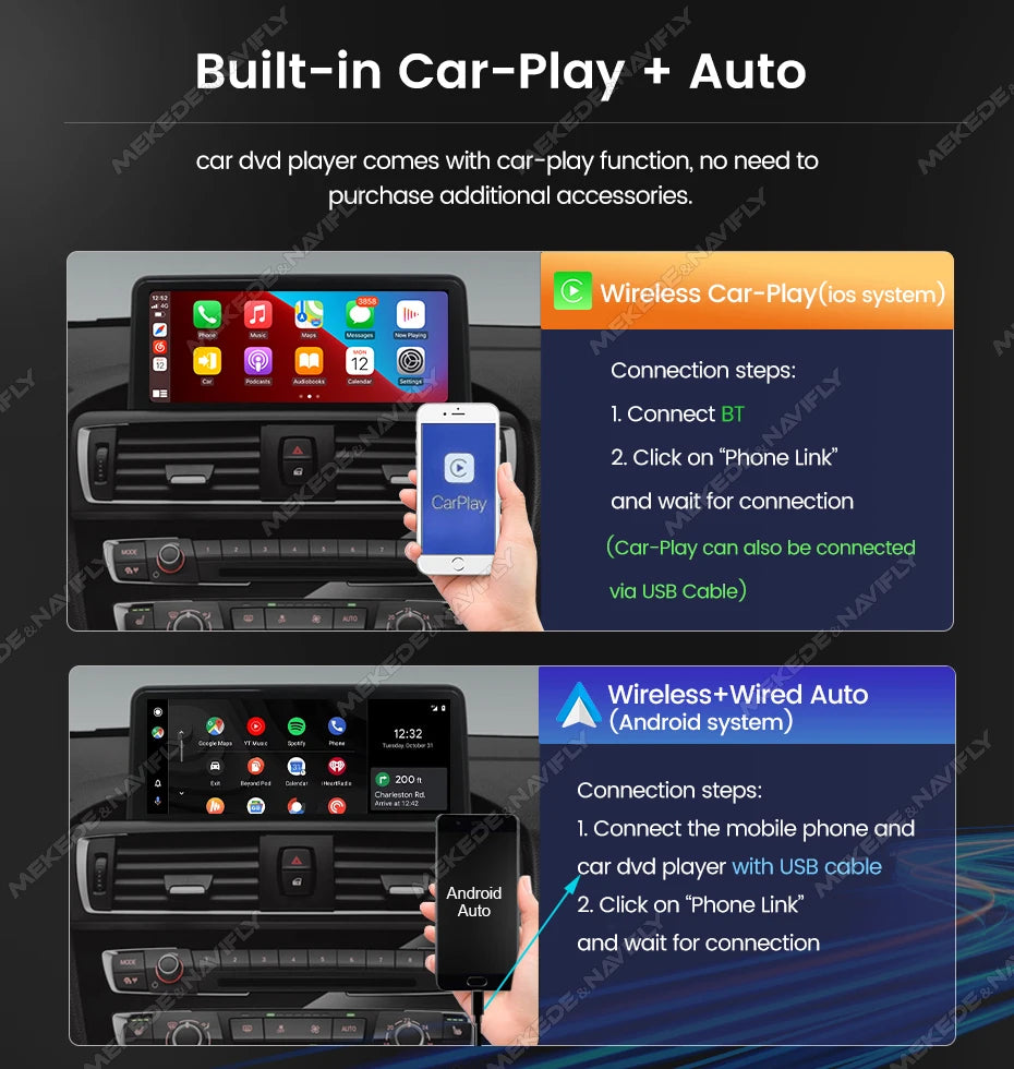 4G LTE 128GB Android 14 Car Multimedia Radio Player For BMW 3 Series E60 E61 E63 E64 5 Series E90 E91 E92 E93 CarPlay Navigation