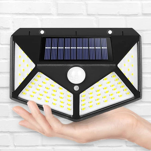 100 LED Solar Motion Sensor Security Light Outdoor Waterproof PIR Spotlight for Yard Garden Path Fence Decoration