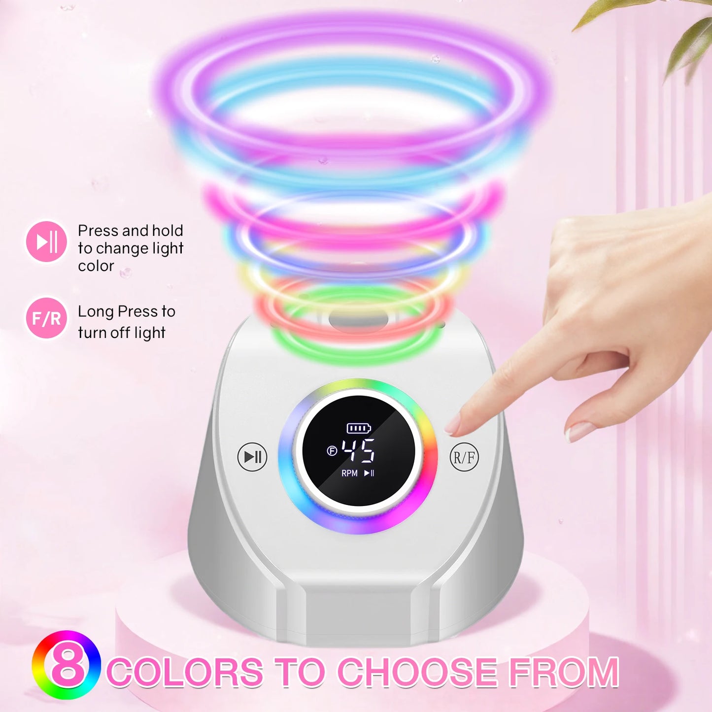 45000RPM Professional Rechargeable Electric Nail Drill Machine With Base Portable Cordless Nail File For Acrylic Gel Nail Remove