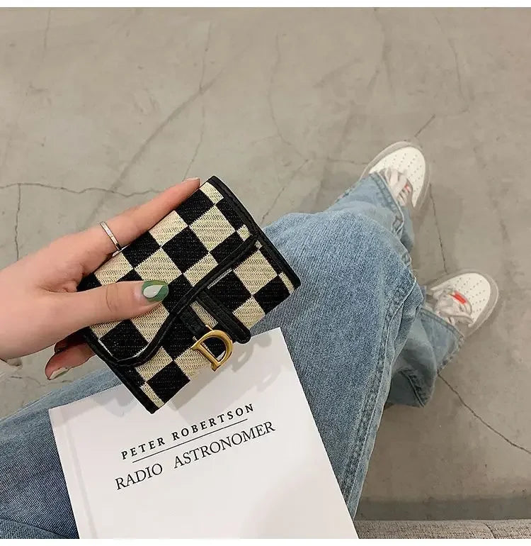 New Black and White Check Exquisite High-End Multi-Card Holder for Women