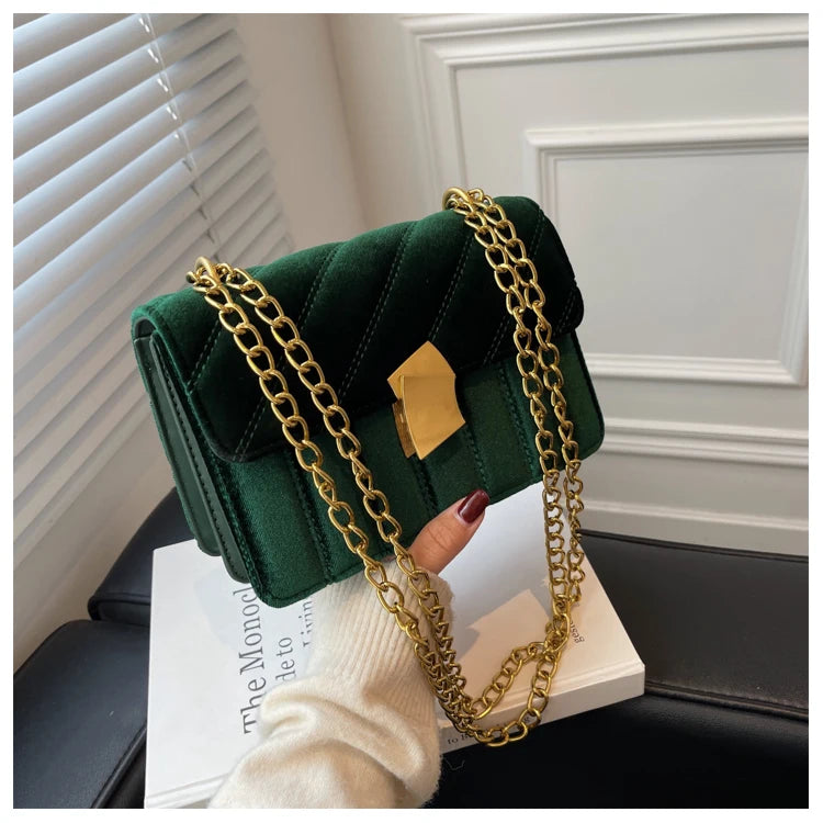 Women Velvet Underarm Bag New Light Luxury Simple One Shoulder Crossbody Bag Korean Fashionable Suede Versatile Small Square Bag