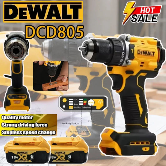 DEWALT DCD805 Brushless Impact Drill Cordless Electric Screwdriver Multi-Function Hand Drill 20V Rechargeable Power Tool