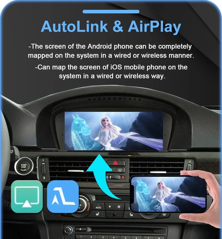 8.8" Car Multimedia linux Screen Carplay Android Auto For BMW 5/3 Series E60 E61 E63 E64 E90 E91 E92 2004-2012 autolink airplay