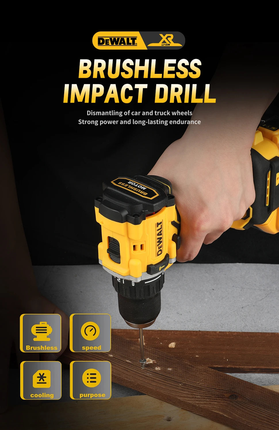 DEWALT Lithium Battery 20V Rechargeable Brushless Compact Electric Screwdriver Hand Drill Impact Drill DCD805