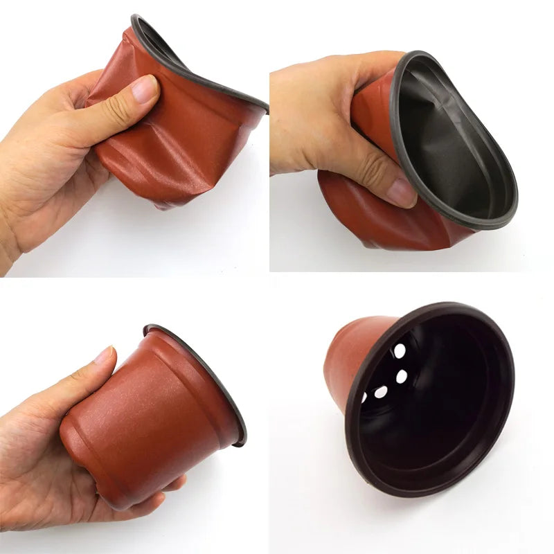 Flower Pot Plastic Grow Box Fall Resistant Tray For Home Garden Plants Nursery Cup Transplant Flower Plant Pots E2