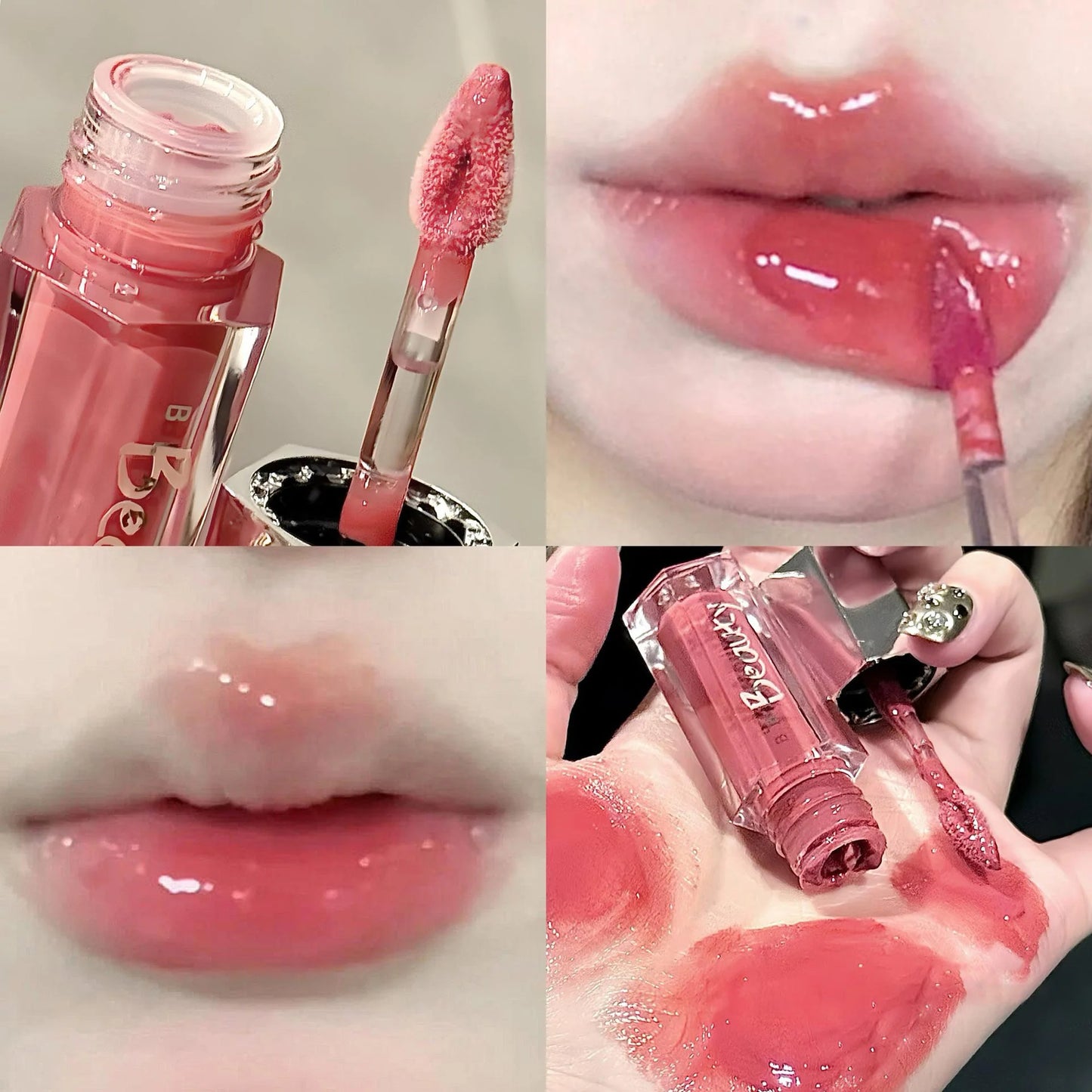 6 Colors Mirror Lip Gloss Glass Mirror Water-light Waterproof Moisturizing Liquid Lipstick Lasting Red Brown Lips Glaze Makeup