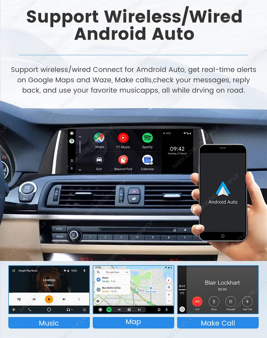 Mekede EU Stock Linux Android Auto Carplay GPS Multimedia Car Radio For BMW 5 Series F10 F11 520i 525i 2011-2017 QLED 10.25 Inch 1920*720 Display Screen Player