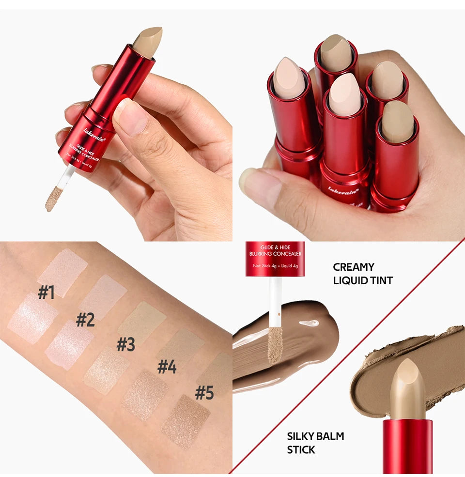2 In 1 Glide & Hide Blurring Concealer Long-Lasting Full Coverage Foundation Waterproof Liquid Female Makeup for All Skin Types