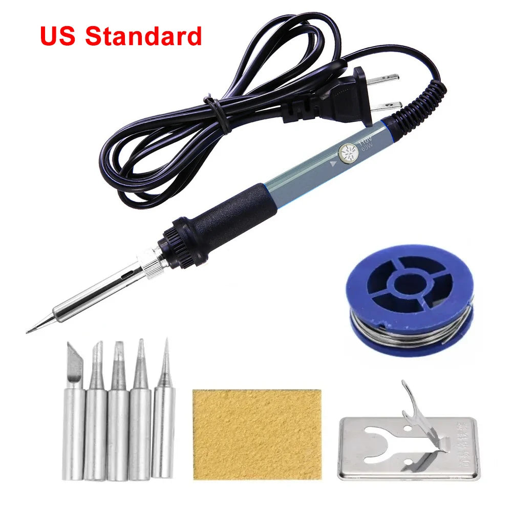60W Adjustable Temperature Electric Soldering Iron  Welding Iron Rework Station Heat Pen Tips DIY Repair Tool